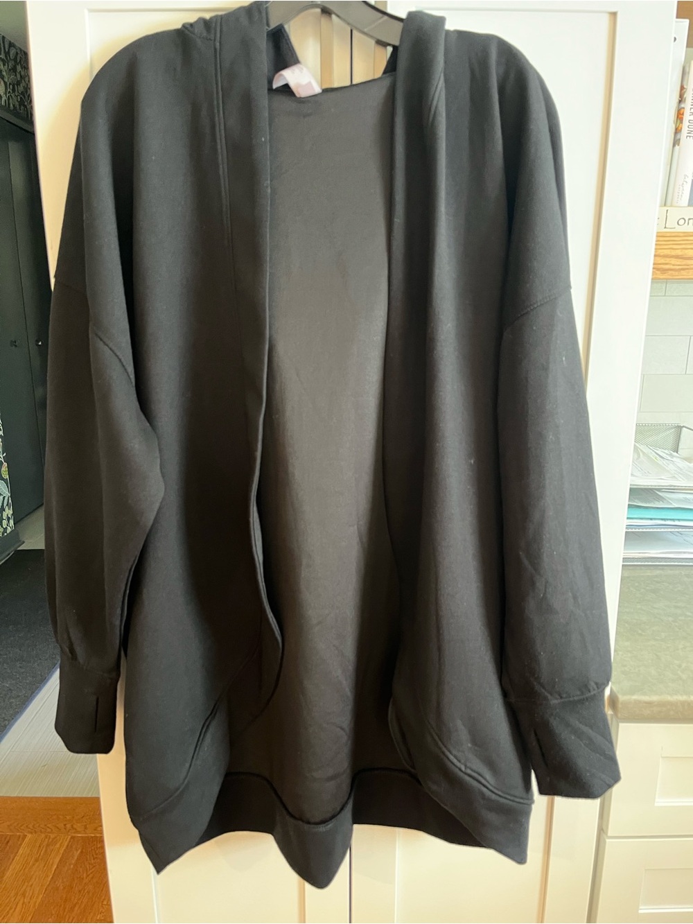 Yogalicious Black Hooded Open-Front Cardigan